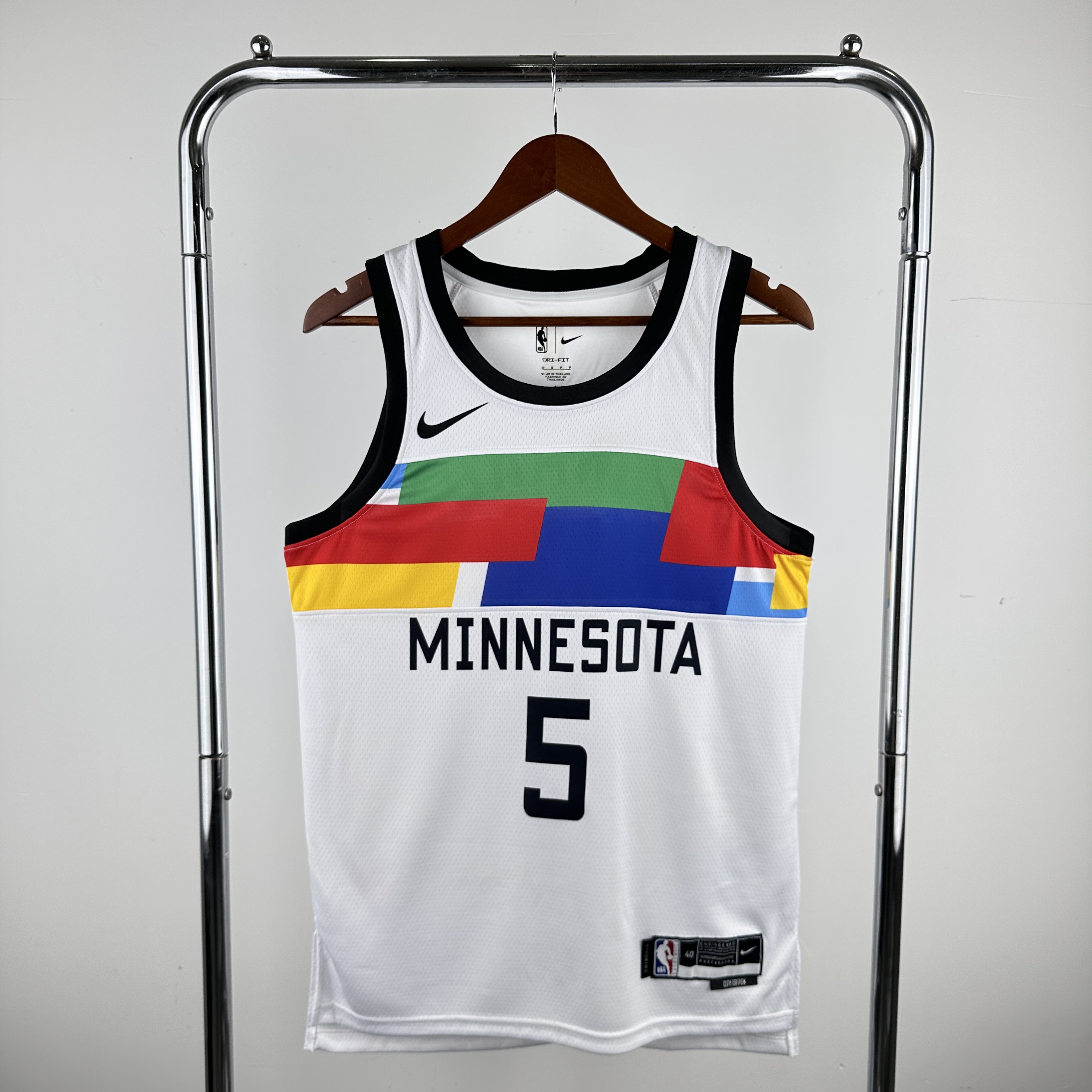 Men Minnesota Timberwolves #5 Edwards White City Edition Nike 2024 NBA Jersey